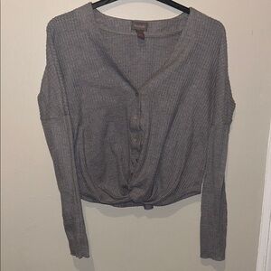 Rachel Charcoal Button-Front Crop Top